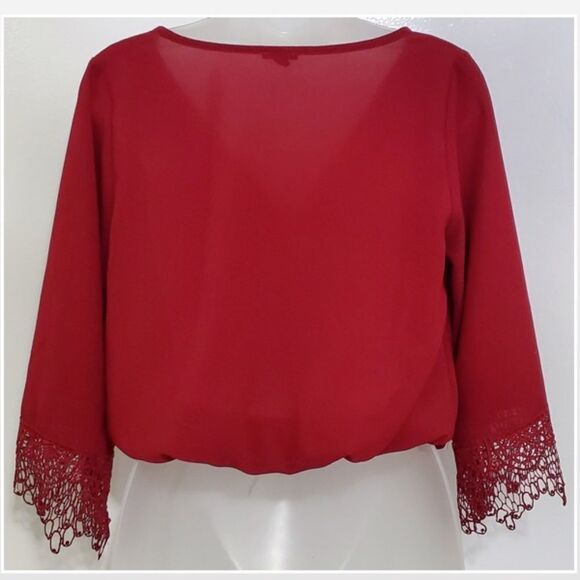 Y2K Charlotte Russe Small Red Chiffon Crop Trend Top - Picture 11 of 16